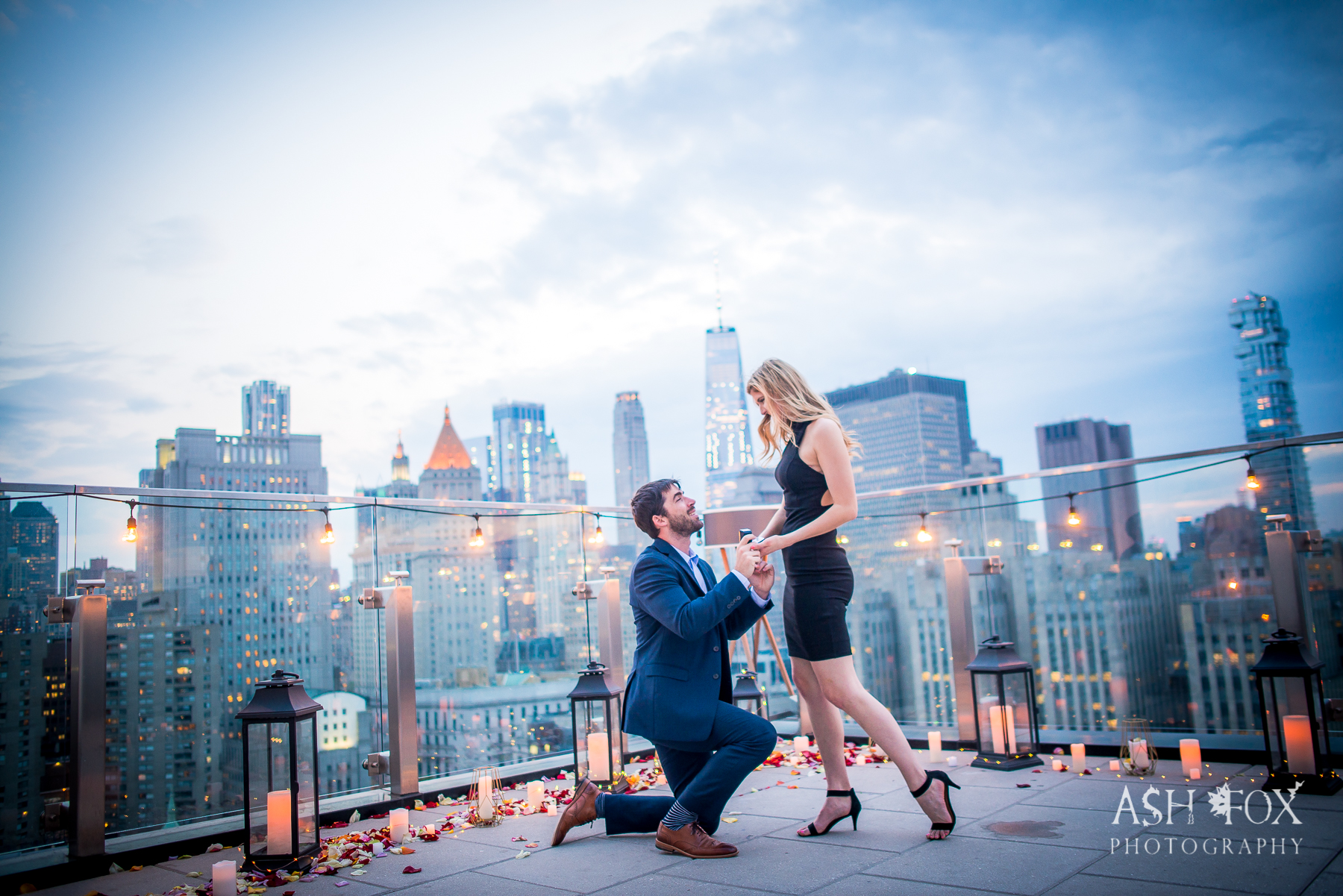 decorative rooftop couple proposal nyc