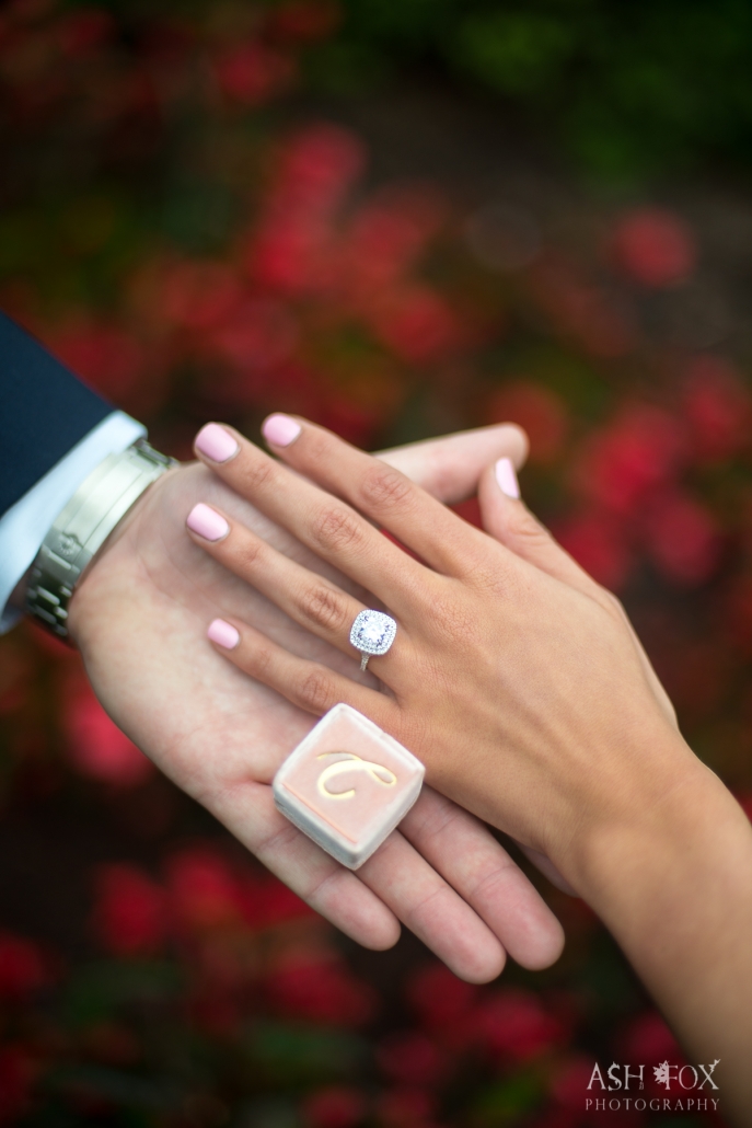 groom and brides hands after proposal
